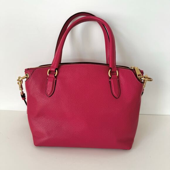 Coach Remi Satchel Pink Pebbled Leather Crossbody Shoulder Handbag 1317 - Picture 2 of 14